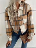 Plaid Button Up Drop Shoulder Cropped Jacket - V.I.P Digital Presence