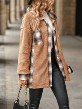 Plaid Contrast Dropped Shoulder Coat - V.I.P Digital Presence