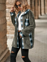 Plaid Contrast Dropped Shoulder Coat - V.I.P Digital Presence