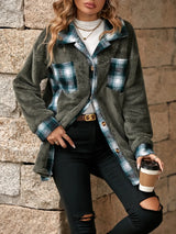 Plaid Contrast Dropped Shoulder Coat - V.I.P Digital Presence