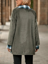 Plaid Contrast Dropped Shoulder Coat - V.I.P Digital Presence