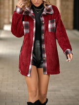 Plaid Contrast Dropped Shoulder Coat - V.I.P Digital Presence