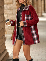 Plaid Contrast Dropped Shoulder Coat - V.I.P Digital Presence