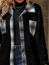 Plaid Contrast Dropped Shoulder Coat - V.I.P Digital Presence