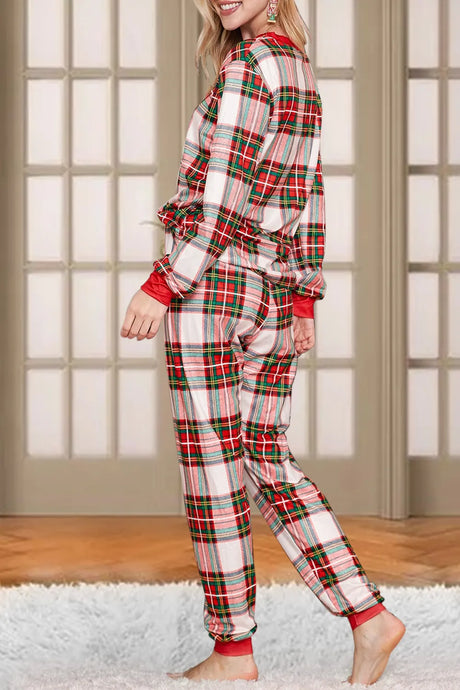 Plaid Round Neck Top and Pants Set - V.I.P Digital Presence