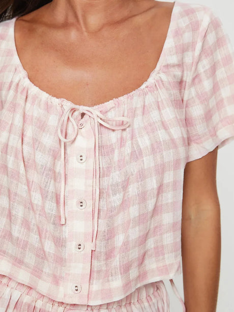 Plaid Short Sleeve Top and Shorts Set - V.I.P Digital Presence