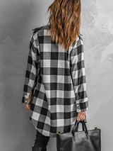 Plaid Snap Down Long Sleeve Jacket - V.I.P Digital Presence