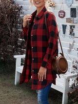 Plaid Snap Down Long Sleeve Jacket - V.I.P Digital Presence