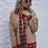 Plaid Trim Long Sleeve Jacket - V.I.P Digital Presence