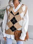 Plaid V-Neck Sweater Vest - V.I.P Digital Presence