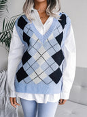 Plaid V-Neck Sweater Vest - V.I.P Digital Presence