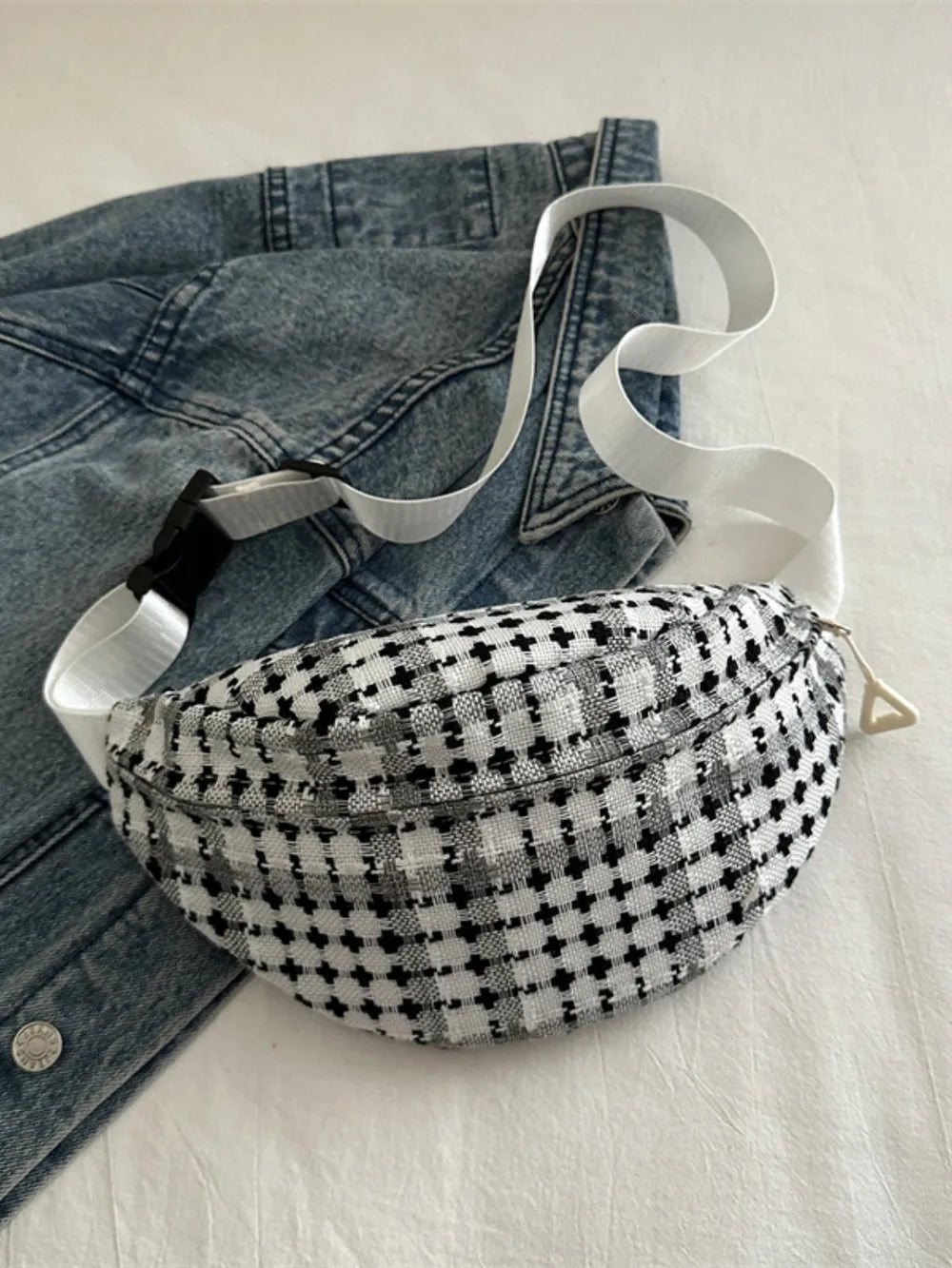 Plaid Wide Strap Crossbody Bag - V.I.P Digital Presence