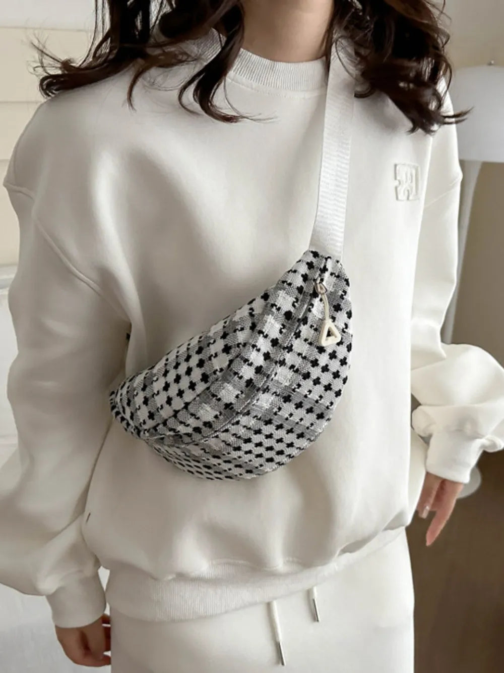 Plaid Wide Strap Crossbody Bag - V.I.P Digital Presence