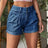 Pleated Detail High Rise Denim Shorts - V.I.P Digital Presence