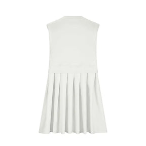 Pleated Round Neck Sleeveless Mini Dress - V.I.P Digital Presence