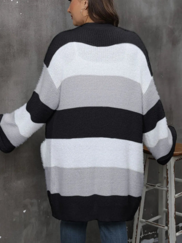 Plus Size Open Front Long Sleeve Cardigan - V.I.P Digital Presence