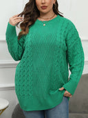Plus Size Round Neck Long Sleeve Sweater - V.I.P Digital Presence