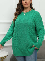 Plus Size Round Neck Long Sleeve Sweater - V.I.P Digital Presence