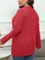 Plus Size Round Neck Long Sleeve Sweater - V.I.P Digital Presence