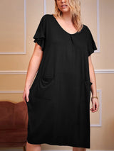 Plus Size Round Neck Short Sleeve Lounge Dress - V.I.P Digital Presence