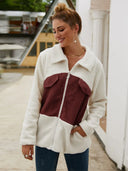 Plush Contrast Zip Up Coat - V.I.P Digital Presence