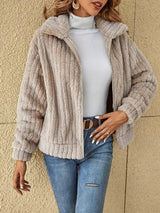 Plush Zip Up Long Sleeve Jacket - V.I.P Digital Presence