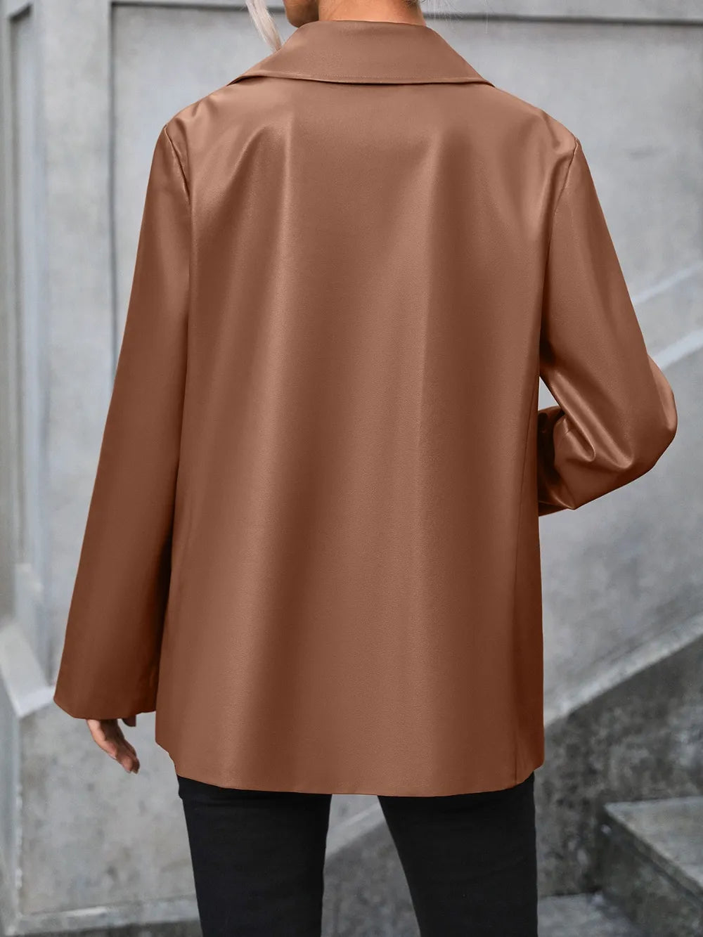 Pocketed Button Up Collared Neck Blazer - V.I.P Digital Presence