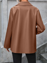 Pocketed Button Up Collared Neck Blazer - V.I.P Digital Presence