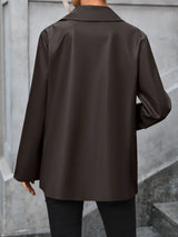 Pocketed Button Up Collared Neck Blazer - V.I.P Digital Presence