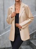 Pocketed Button Up Collared Neck Blazer - V.I.P Digital Presence