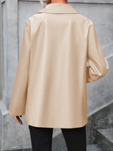 Pocketed Button Up Collared Neck Blazer - V.I.P Digital Presence