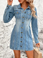 Pocketed Button Up Long Sleeve Denim Dress - V.I.P Digital Presence