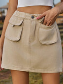 Pocketed Elastic Waist Denim Skirt - V.I.P Digital Presence