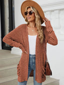 Pocketed Open Front Long Sleeve Cardigan - V.I.P Digital Presence