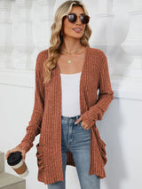 Pocketed Open Front Long Sleeve Cardigan - V.I.P Digital Presence