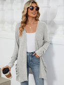 Pocketed Open Front Long Sleeve Cardigan - V.I.P Digital Presence
