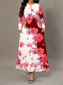 Pocketed Printed Long Sleeve Dress - V.I.P Digital Presence