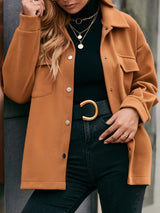 Pocketed Snap Down Dropped Shoulder Jacket - V.I.P Digital Presence