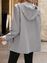 Pocketed Zip Up Hooded Jacket - V.I.P Digital Presence