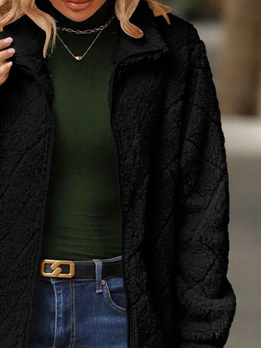 Pocketed Zip Up Jacket - V.I.P Digital Presence