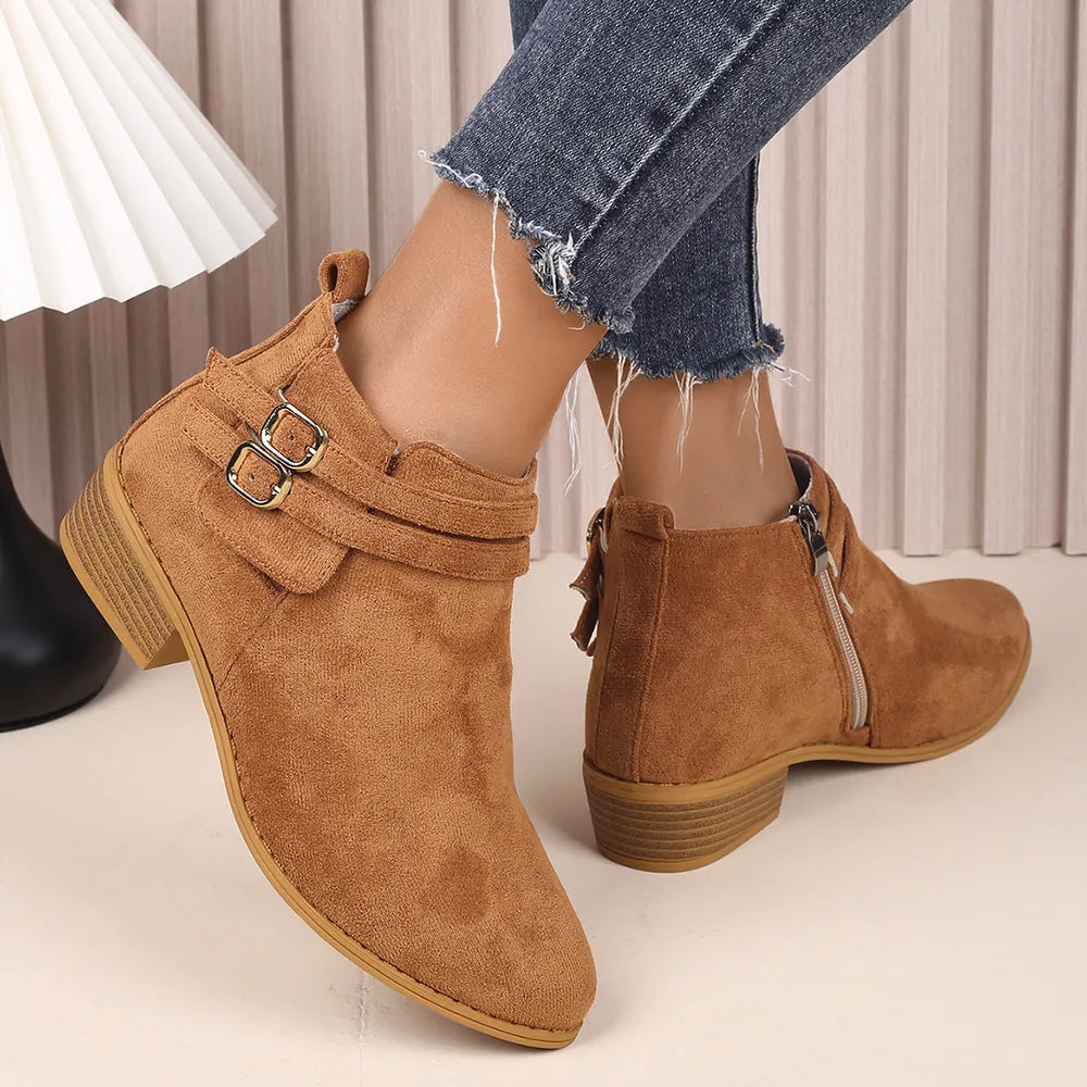 Point Toe Block Heel Boots - V.I.P Digital Presence
