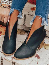 Point Toe Chunky Heeled Ankle Boots - V.I.P Digital Presence
