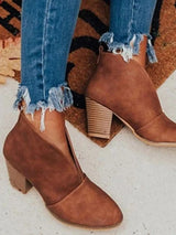 Point Toe Chunky Heeled Ankle Boots - V.I.P Digital Presence