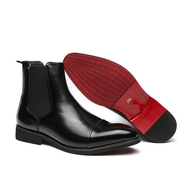 Pointed toe men's boots high top leather shoes red soles Martin boots British casual - V.I.P Digital Presence
