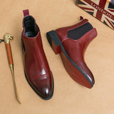 Pointed toe men's boots high top leather shoes red soles Martin boots British casual - V.I.P Digital Presence