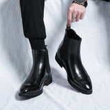 Pointed toe men's boots high top leather shoes red soles Martin boots British casual - V.I.P Digital Presence