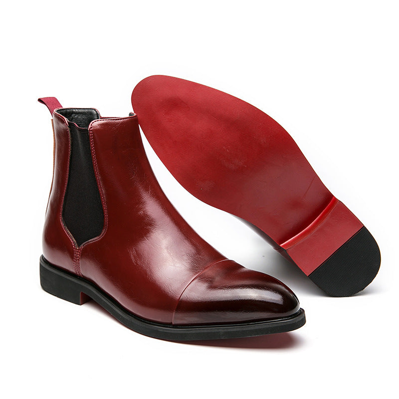Pointed toe men's boots high top leather shoes red soles Martin boots British casual - V.I.P Digital Presence