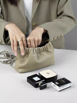 Popular chain women high end cloud pleated bag women bag cowhide shoulder crossbody bag gold ball chain - V.I.P Digital Presence