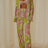 Printed Collared Neck Long Sleeve Top and Pants Lounge Set - V.I.P Digital Presence
