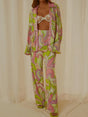 Printed Collared Neck Long Sleeve Top and Pants Lounge Set - V.I.P Digital Presence